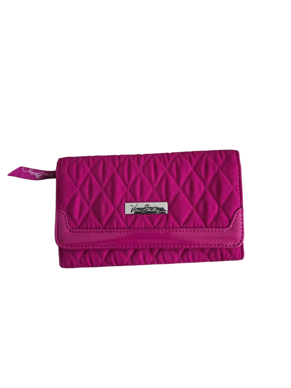 Vera Bradley Fuchsia Quilted Tri-fold Wallet with Logo Plate